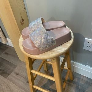 Rhinestone platform slides